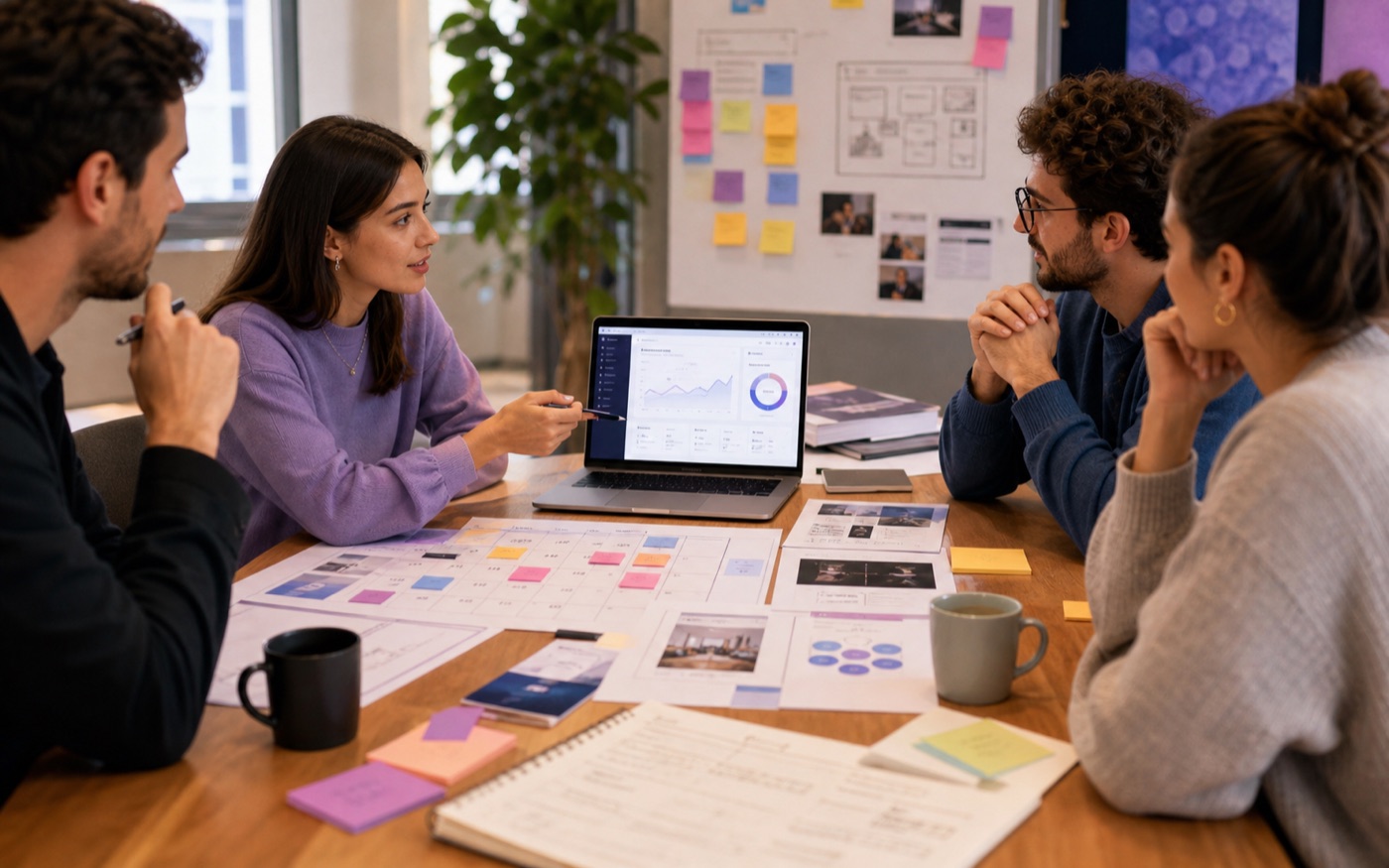 A team reviewing a creative project